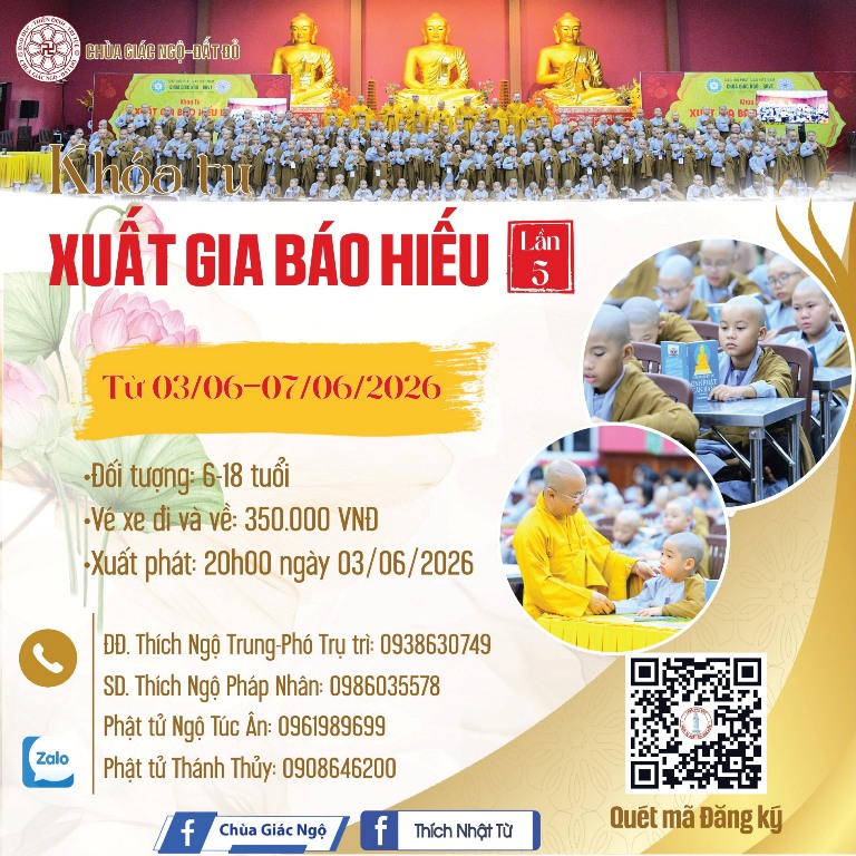KÍNH MỜI ĐĂNG KÝ THAM GIA KHÓA TU XUẤT GIA BÁO HIẾU – LẦN 5