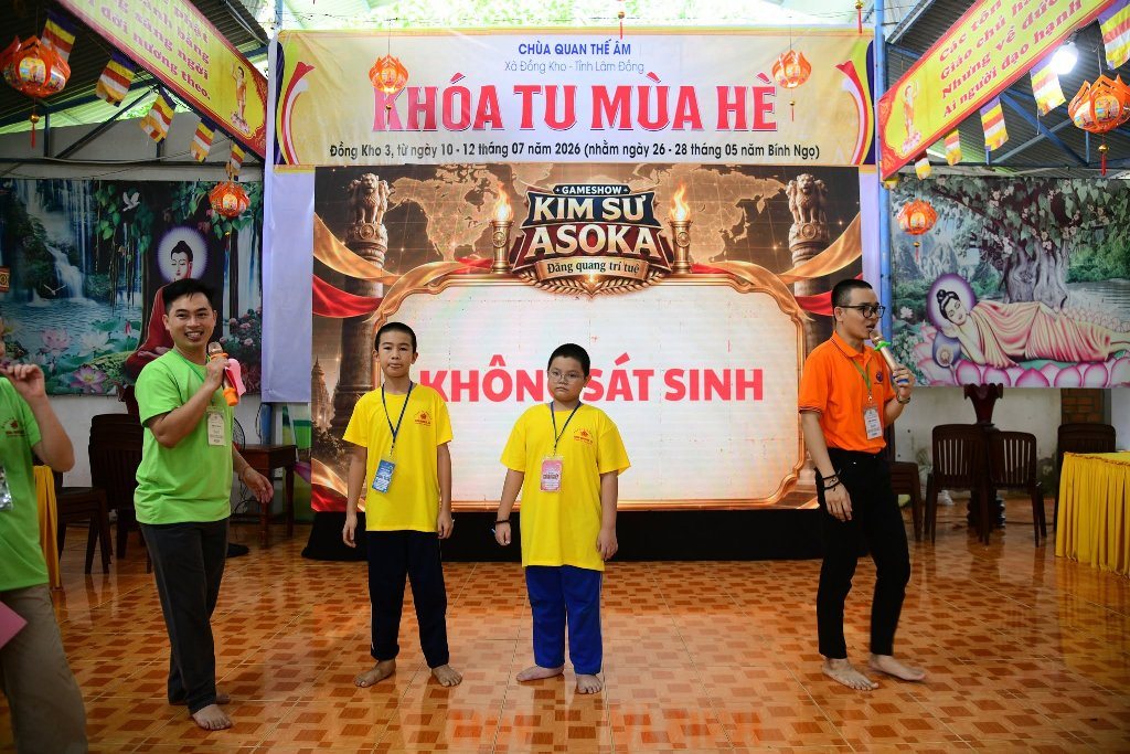 Sôi nổi Gameshow "Kim Sư Asoka" tại Khóa tu mùa hè Chùa Quan Thế Âm
