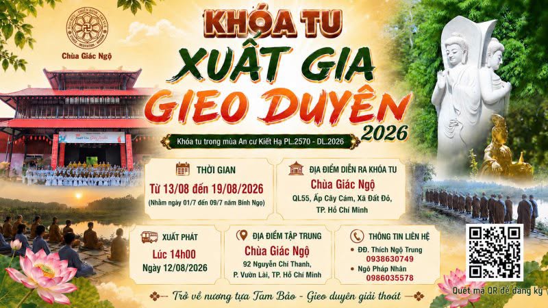 KÍNH MỜI ĐĂNG KÝ THAM GIA KHÓA TU XUẤT GIA GIEO DUYÊN 2026