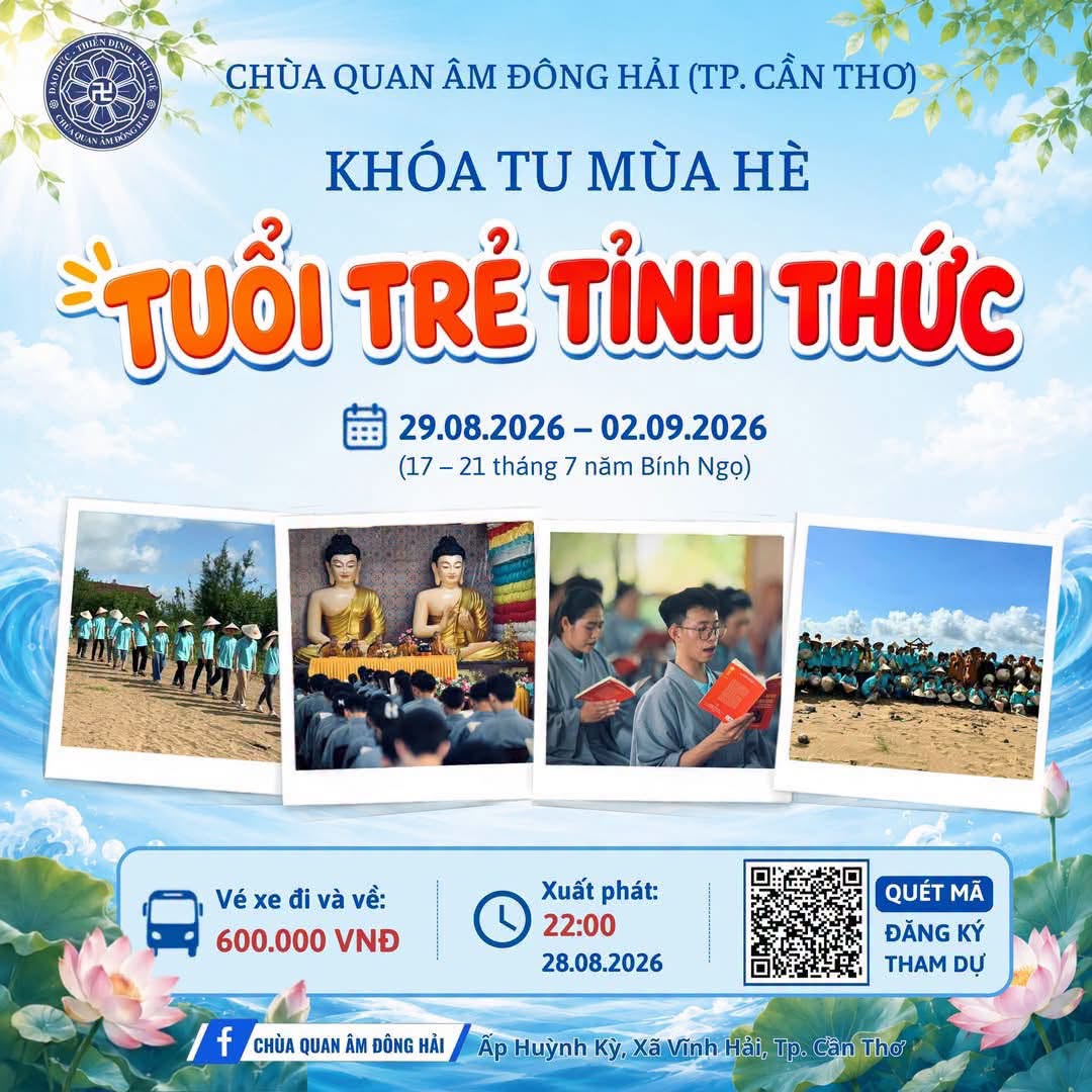 THÔNG BÁO: CHIÊU SINH KHÓA TU MÙA HÈ 2026 - "TUỔI TRẺ TỈNH THỨC"