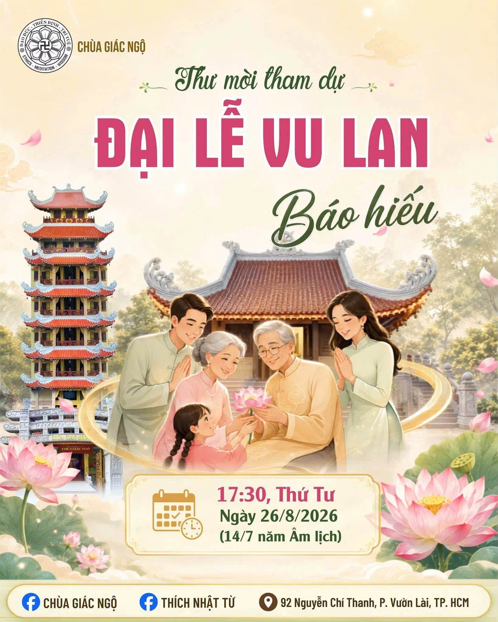 THƯ NGỎ ĐẠI LỄ VU LAN BÁO HIẾU VÀ CÚNG DƯỜNG PHÁP Y CHÙA GIÁC NGỘ (PL.2570 – DL.2026) (C333)