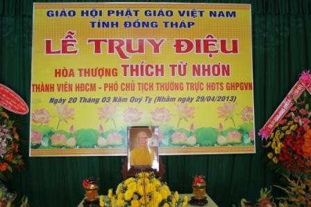 Đồng Tháp: Long Trọng Tổ Chức Lễ Truy Điệu Cố Hòa Thượng Thích Từ Nhơn