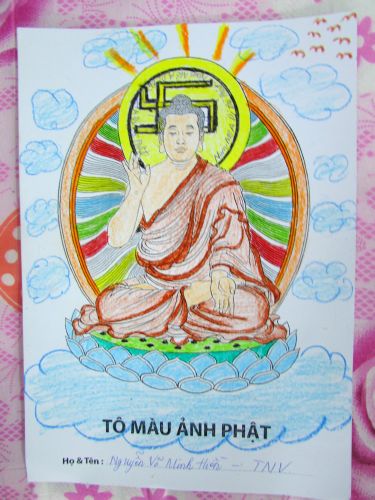 Bến Tre: Chùm ảnh cuộc thi tô tranh hình đức Phật tại khóa tu “Thắp sàng niềm tin”
