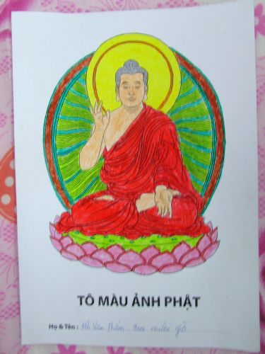 Bến Tre: Chùm ảnh cuộc thi tô tranh hình đức Phật tại khóa tu “Thắp sàng niềm tin”