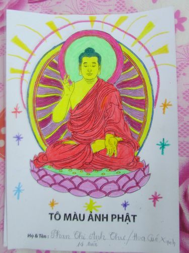 Bến Tre: Chùm ảnh cuộc thi tô tranh hình đức Phật tại khóa tu “Thắp sàng niềm tin”