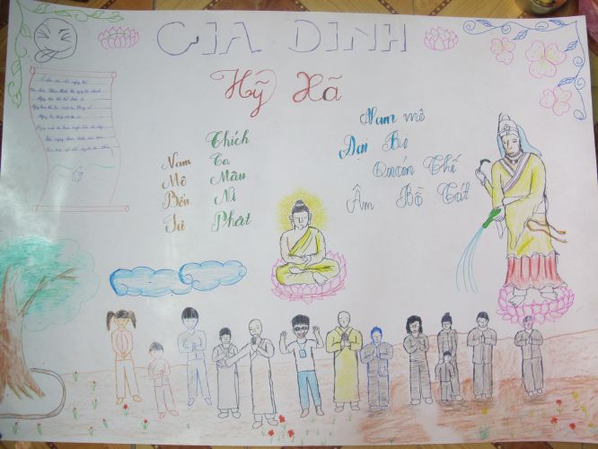 Tiền Giang: Cuộc thi tự họa về gia đình yêu thương tại khóa tu “Vươn tới những ước mơ”