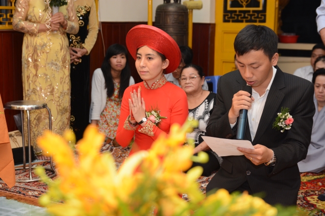 TP. HCM: Lễ cưới theo nghi thức nhà Phật tại chùa Huệ Quang