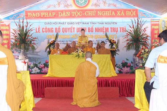 Thái Nguyên: Lễ Công Bố Quyết Định Bổ Nhiệm Trụ Trì Chùa Hương Quang (Trinh Nữ)