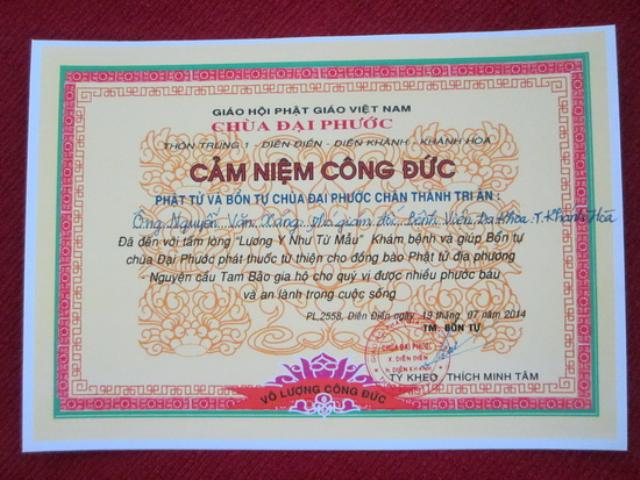 Chùa Đại Phước tổ chức khám chữa bệnh từ thiện