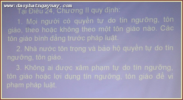 Bình Dương:  Hội Nghị Phổ Biến Hiến Pháp 2013 &amp; Các Văn Bản Pháp Luật Liên Quan Đến Tôn Giáo