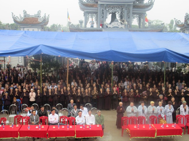 Thái Bình: Chùa Khánh Sơn tổ chức lễ đổ mái ngôi Đại hùng Bảo điện