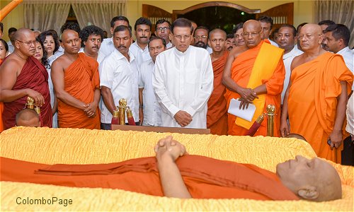 Tổng thống Sri Lanka kính viếng Trưởng lão Hòa thượng Maduluwawe Sobitha Thera lần cuối