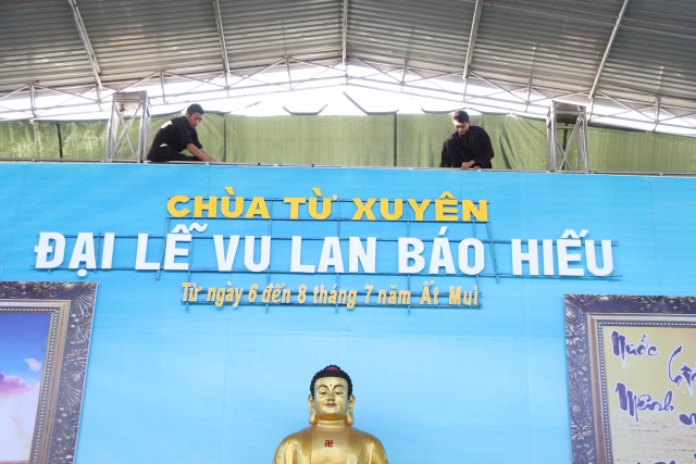 Thái Bình: Công tác chuẩn bị Đại lễ Vu Lan tại chùa Từ Xuyên
