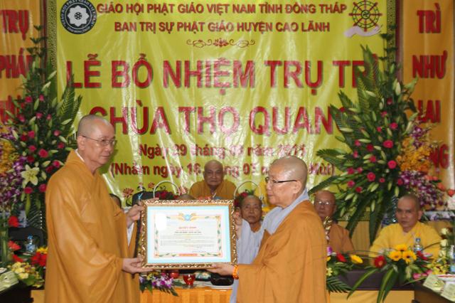 Đồng Tháp: Bổ Nhiệm Trụ Trì Chùa Thọ Quang