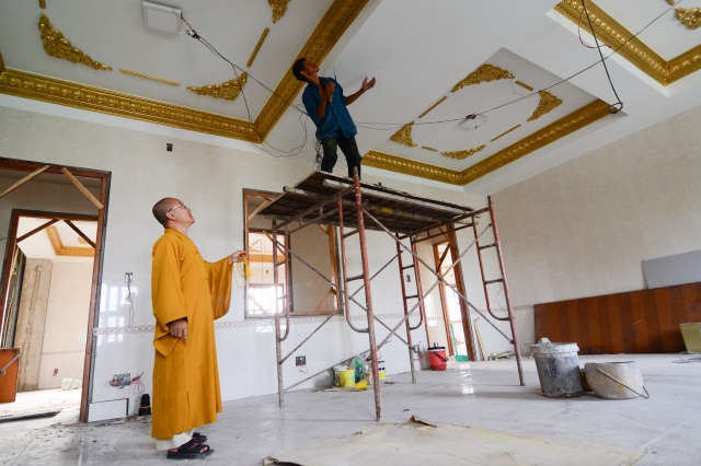 Chùm ảnh: Công trình chùa Giác Ngộ đang đi vào giai đoạn hoàn thiện nội thất