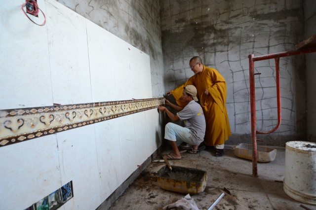 Chùm ảnh: Công trình chùa Giác Ngộ đang đi vào giai đoạn hoàn thiện nội thất