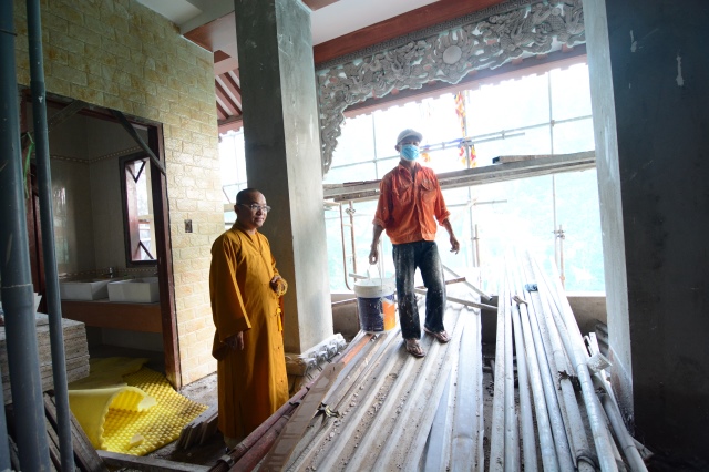 Chùm ảnh: Công trình chùa Giác Ngộ đang đi vào giai đoạn hoàn thiện nội thất