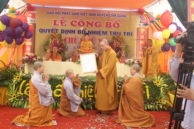 Hải Dương: Lễ công bố quyết định bổ nhiệm trụ trì chùa Vũ Xá