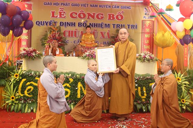 Hải Dương: Lễ công bố quyết định bổ nhiệm trụ trì chùa Vũ Xá