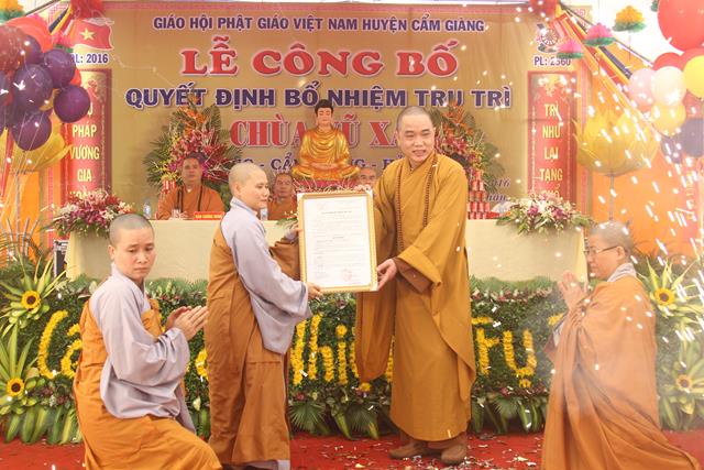 Hải Dương: Lễ công bố quyết định bổ nhiệm trụ trì chùa Vũ Xá