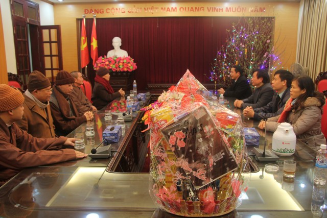 Thái Bình: Ban Trị Sự Phật Giáo tỉnh thăm, chúc Tết các cơ quan, dự hội nghị gặp mặt tôn giáo