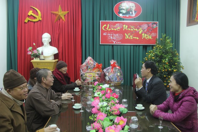 Thái Bình: Ban Trị Sự Phật Giáo tỉnh thăm, chúc Tết các cơ quan, dự hội nghị gặp mặt tôn giáo