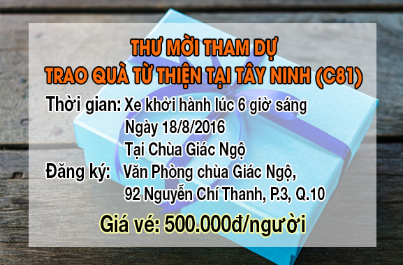Thư Mời Tham Dự Chương Trình Trao Tặng Quà Cho Hộ Nghèo Tại Tây Ninh (C81)