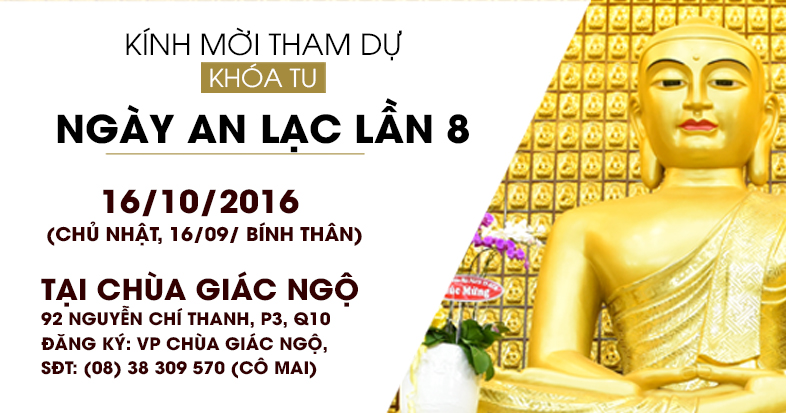 Thư mời tham dự khóa tu ngày an lạc lần 8 -Tháng 10/2016