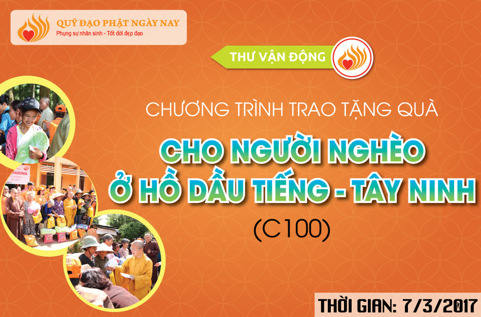 Thư Vận Động Trao Tặng Quà Cho Người Nghèo Ở Hồ Dầu Tiếng Tây Ninh (C100) Đợt 2 - Tháng 3/2017