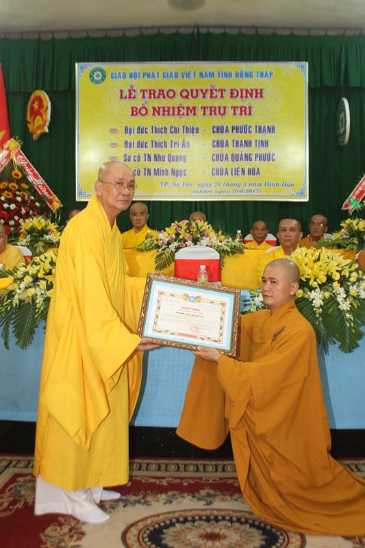 Đồng Tháp: Bổ nhiệm trụ trì 4 chùa tại TP. Sa Đéc