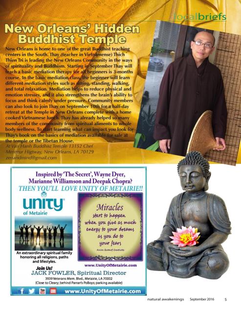 Lớp Thiền Chánh Niệm tại Đại Học Xavier-New Orleans bang Louisiana