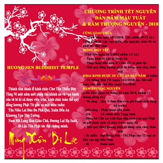 Thư mời tham dự lễ Tết và Rằm tháng Giêng năm 2018 tại chùa Hương Sen