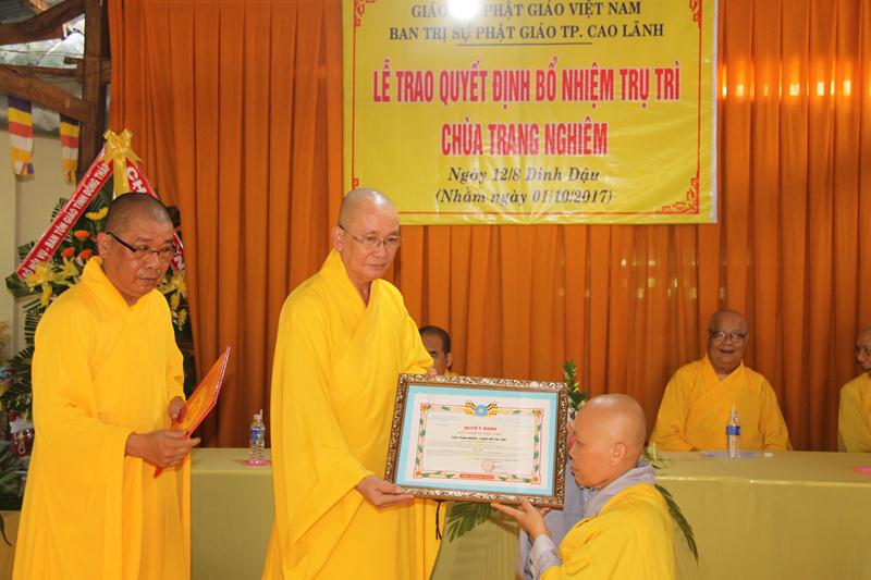 PG Đồng Tháp: Bổ nhiệm trụ trì chùa Trang Nghiêm (TP. Cao Lãnh)