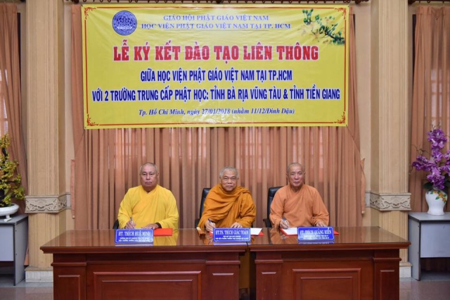 HVPGVN tại TP. HCM ký kết hợp tác đào tạo liên thông với trường cao trung Phật học tỉnh BRVT và Tiền Giang