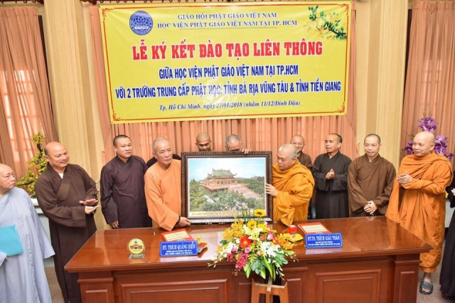 HVPGVN tại TP. HCM ký kết hợp tác đào tạo liên thông với trường cao trung Phật học tỉnh BRVT và Tiền Giang