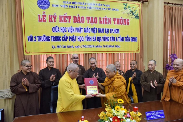HVPGVN tại TP. HCM ký kết hợp tác đào tạo liên thông với trường cao trung Phật học tỉnh BRVT và Tiền Giang