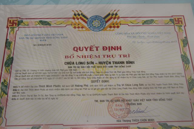 Đồng Tháp: Chùa Long Sơn chính thức có trụ trì