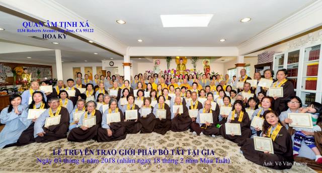 Lễ thọ giới Bồ Tát tại gia tại Quan Âm Tịnh Xá,San Jose,Hoa Kỳ