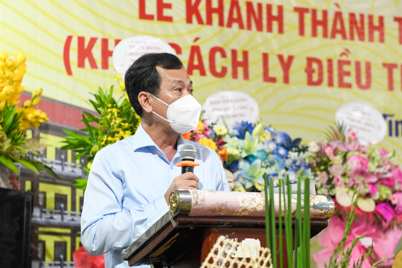 Lễ khánh thành tòa Tăng xá chùa Quan Âm Đông Hải, nơi làm khu cách ly điều trị Covid-19 của thị xã Vĩnh Châu, tỉnh Sóc Trăng