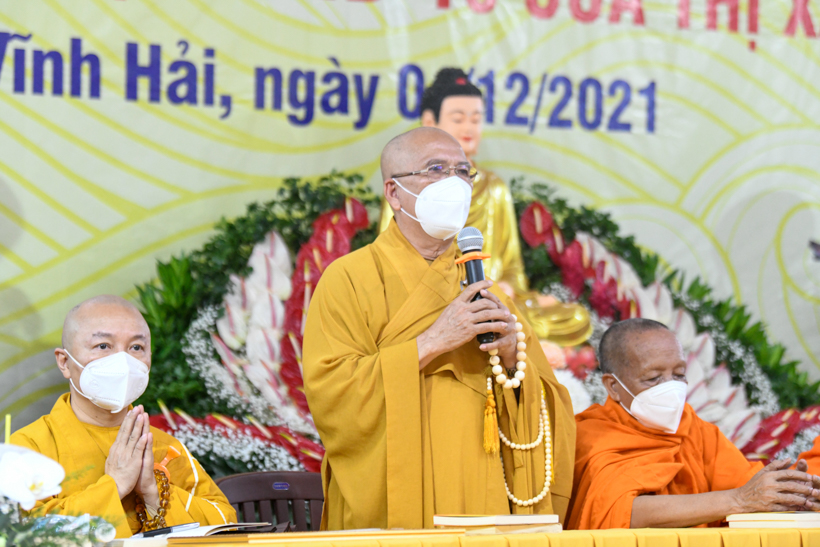 Lễ khánh thành tòa Tăng xá chùa Quan Âm Đông Hải, nơi làm khu cách ly điều trị Covid-19 của thị xã Vĩnh Châu, tỉnh Sóc Trăng