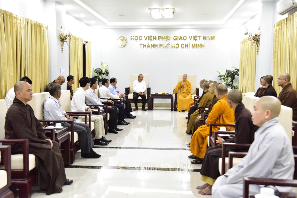 Nguyên phó thủ tướng thường trực Trương Hòa Bình cúng dường tượng Phật 6m đến Học viện Phật giáo Việt Nam tại TP. HCM