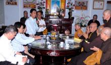 Ông Trần Trung Tính, Phó Chủ tịch UBMTTQ TP.HCM giới thiệu nội dung làm việc với Thường trực BTS THPG 