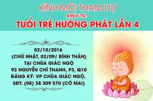 Thư Mời Tham Dự Khóa Tu Tuổi Trẻ Hướng Phật Lần 4