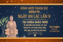 Thư mời tham dự khóa tu ngày an lạc lần 9 -Tháng 11/2016