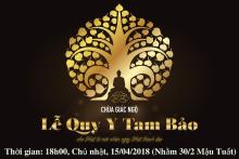 Thông báo: Đăng ký quy y Tam bảo tại chùa Giác Ngộ vào ngày 15/04/2018 (Nhằm 30/2 Mậu Tuất)
