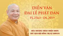Diễn văn Đại lễ Phật đản PL.2563 – DL.2019 của Hòa thượng Chủ tịch Hội đồng Trị sự GHPGVN