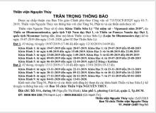 Thiền viện nguyên thủy: Thông báo khóa thiền siêu lý " Tứ niệm xứ - Vipassanã 2019"